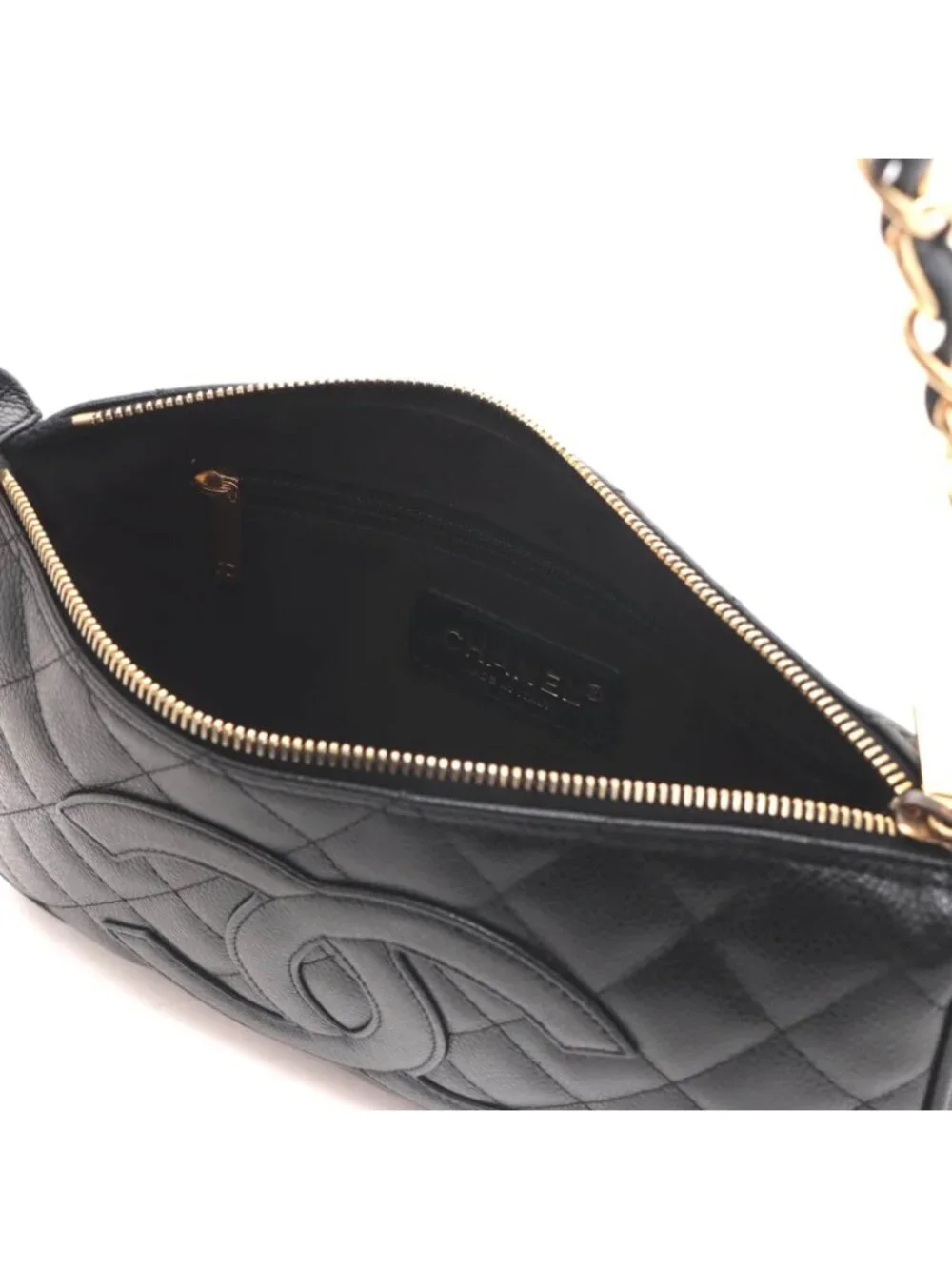 Chanel Quilted Chain Shoulder Black Caviar Bag